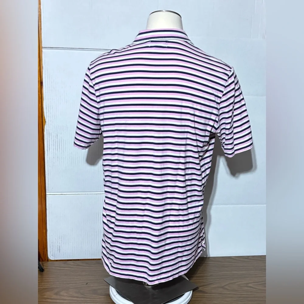 Polo by Ralph Lauren XL Men's Striped Polo Shirt pink & navy blue 30” L 23” p2p